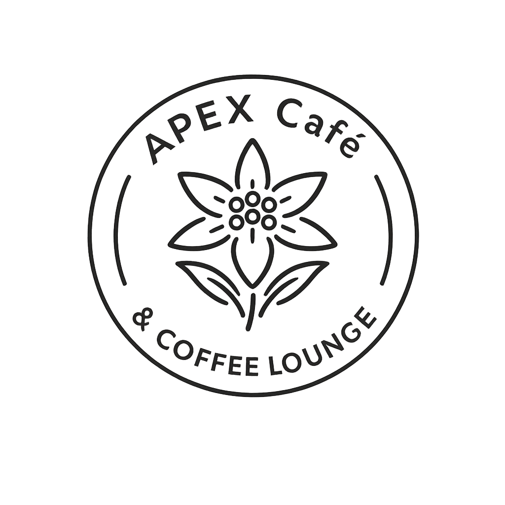 APEX Café logo — circular edelweiss flower badge