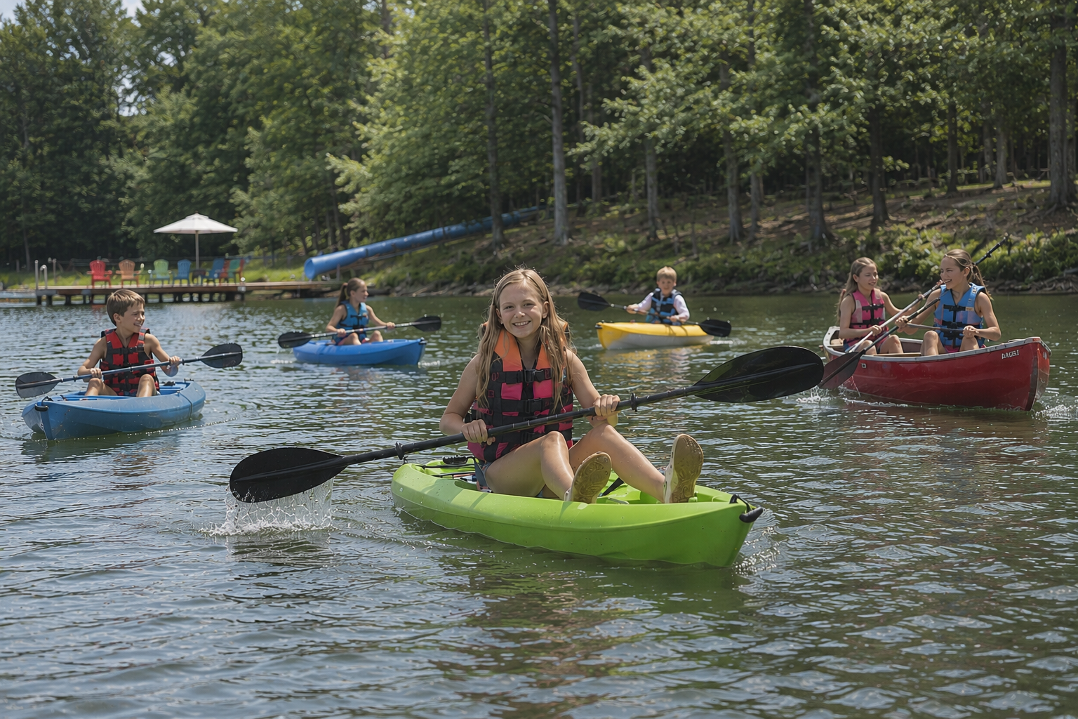 Kids kayaking at Camp APEX