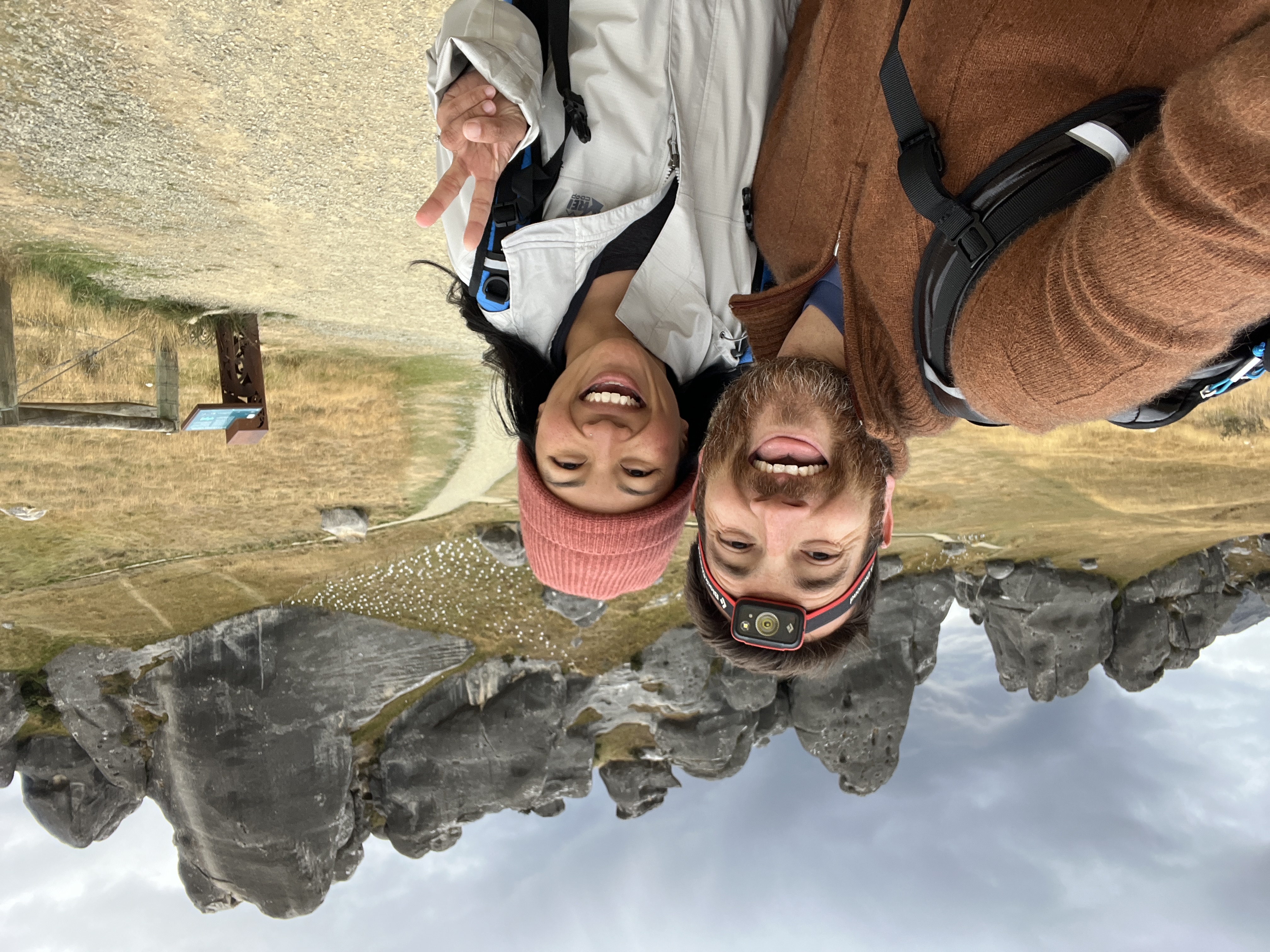 Phillip and Eileen at Castle Rock, New Zealand — one of the world's premiere bouldering sites