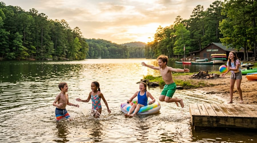 Kids enjoying outdoor adventure at Camp APEX