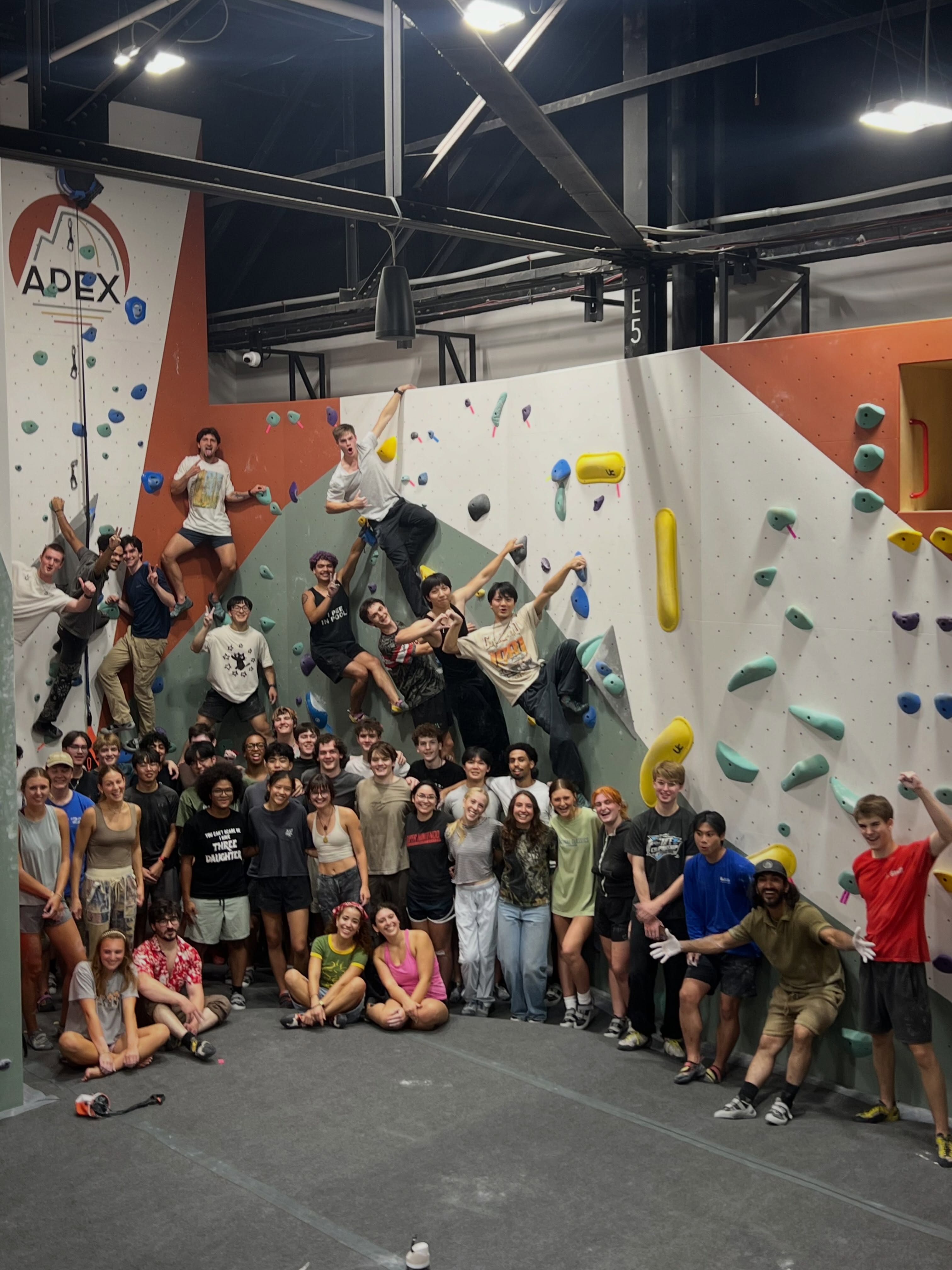 The UGA climbing club posing together at the APEX Student Welcome Back Party